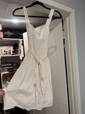 H&M Cream Sleeveless Midi Dress with Tie Waist